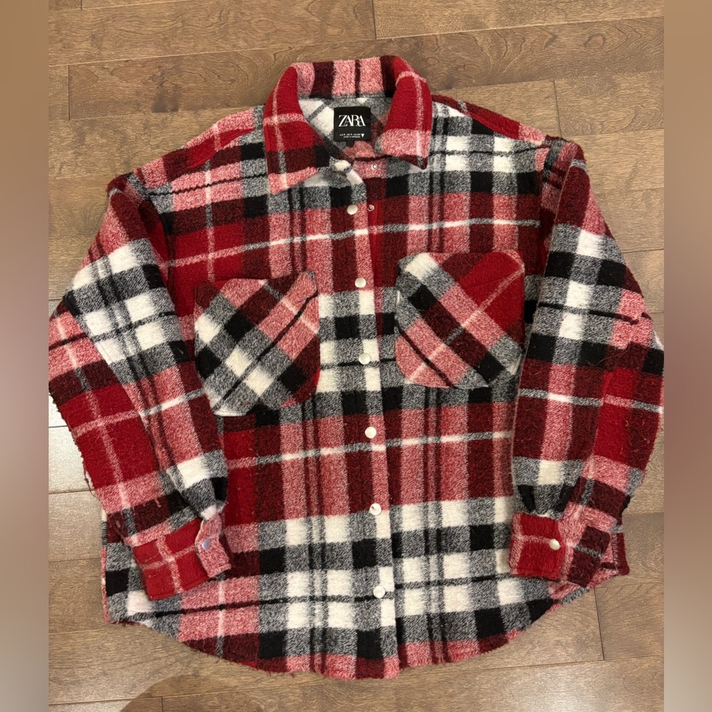 Zara Red and Black Checkered Shirt